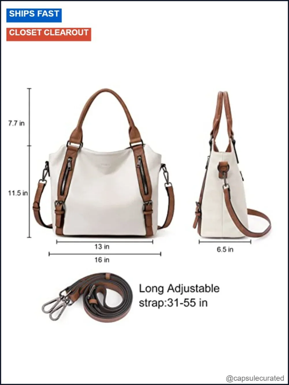 Large Hobo Bag Faux Leather Tote Water Repellent